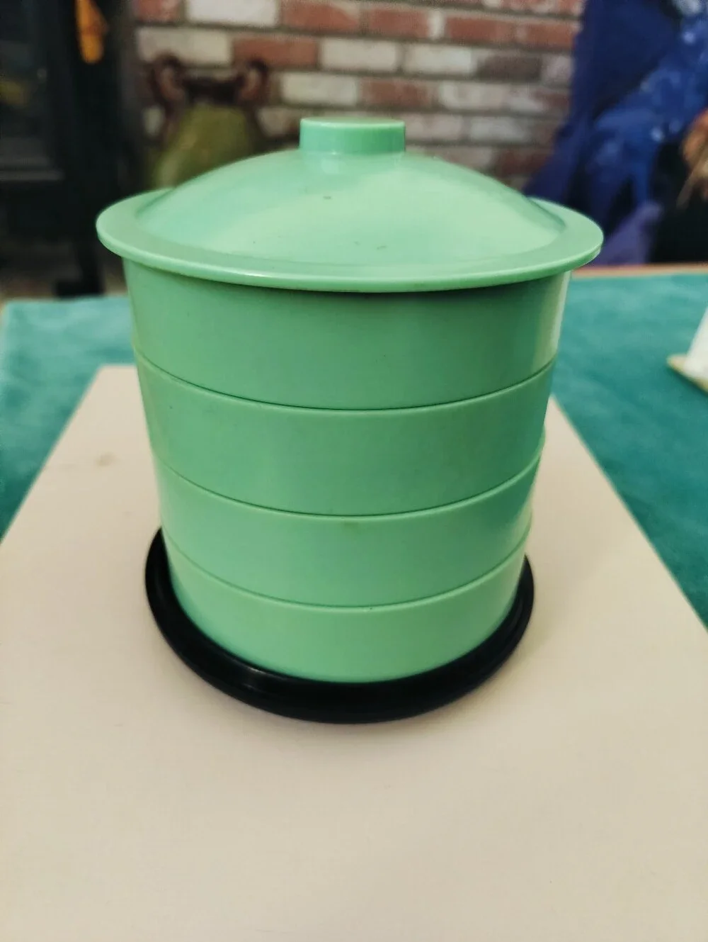 MCM F.E. Reinhold Los Angeles GreenThermoset Plastic Stackable Trinket Organizer